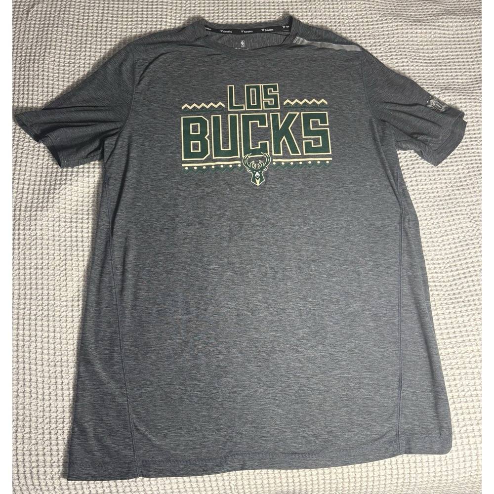 Los Milwaukee Bucks NBA Fanatic Shirt Men's XLT Gray *Note*Noches Ene Be a Faded